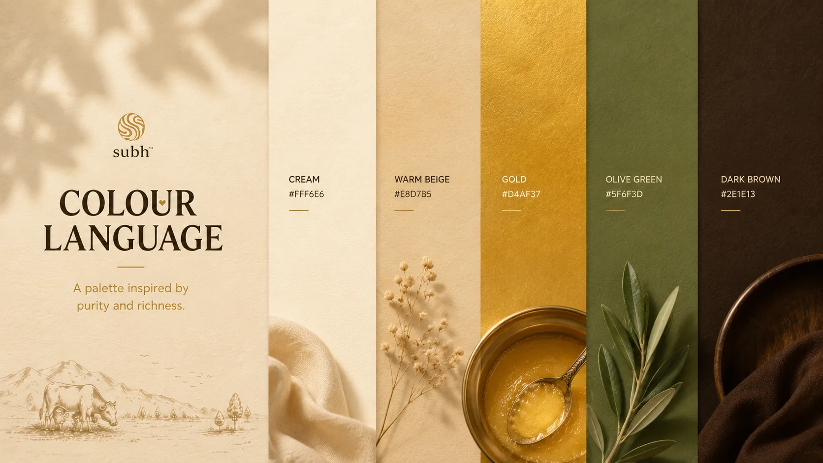Subh Ghee — Packaging Design packaging & visual design mockup 7 by Raghav Chopra